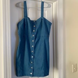 Brand new denim dress , buttons in the front , size XL
